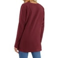 thumbnail image 3 of Fancyglim Long Sleeve Tunic Tops for Women Dressy Fall Shirt with Pockets Burgundy M, 3 of 7