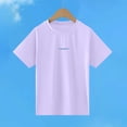 thumbnail image 3 of FRSASU Childrens T-Shirt Summer Round Neck Drop Shoulder Short Sleeve Tee Label Letter Casual Loose Basic Tee Purple, 3 of 5