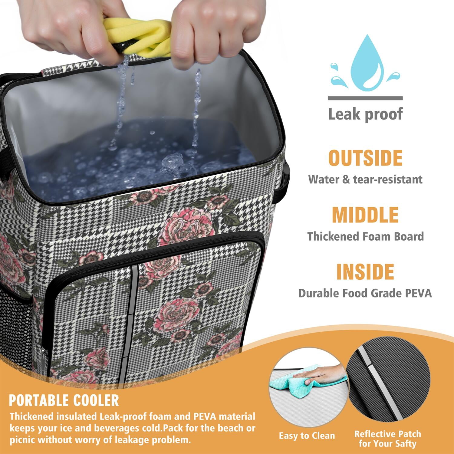 Travel Cooler Bag - Pioneer Flower Camping Beer Cooler Backpack with Bottle Opener- Waterproof Insulated Picnic Backpacks - Cooler Bag for Beach