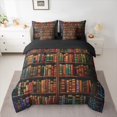 thumbnail image 2 of jejeloiu Library Old Books 7-Piece Twin Bedding Sets,Retro Wooden Bookshelf Bedding Comforter Set For Men Women Reversible, 2 of 8