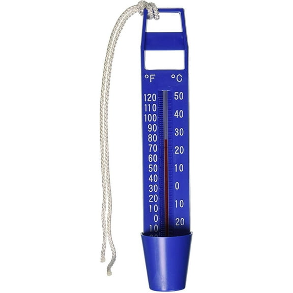 JED Pool Tools Pool Thermometer 20-208 - Crack Resistant, Analog - 10-Inch, Blue