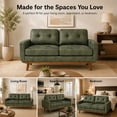 thumbnail image 6 of SESSLIFE 65" Loveseat Sofa, Mid Century Modern 2 Seater Loveseat Couch with Foil Fabric, Small Couch with Solid Wood Legs for Living Room, Bedroom, Apartment, Green, 6 of 8