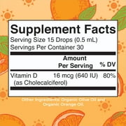 MaryRuths Kids Vitamin D3 Liquid Drops, Bone Health Supplement, 640 IU, 15 ml