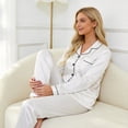 thumbnail image 5 of ZROVA Women's Satin Pajama Sets 2-Pack (4 Pieces), Long Sleeve Button Down Sleepwear & Loungewear, 5 of 9