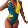 thumbnail image 1 of Women's Monokinis Swimsuit Bikini Swimsuit Stitching Color Matching Monokinis Swimsuit, 1 of 6