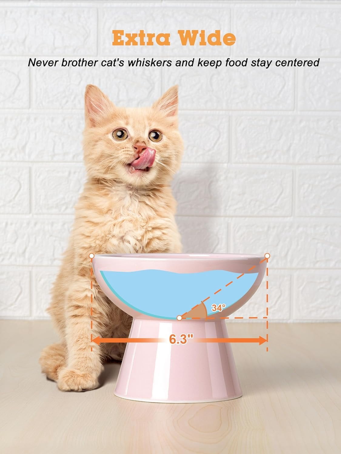 Elevated   and Water Bowls Set, Extra Wide and Raised Ceramic Feeder, Anti-Vomit -Free  Feeding Bowl for Kittens Adult Cats Small Dogs (, Bowl Set)