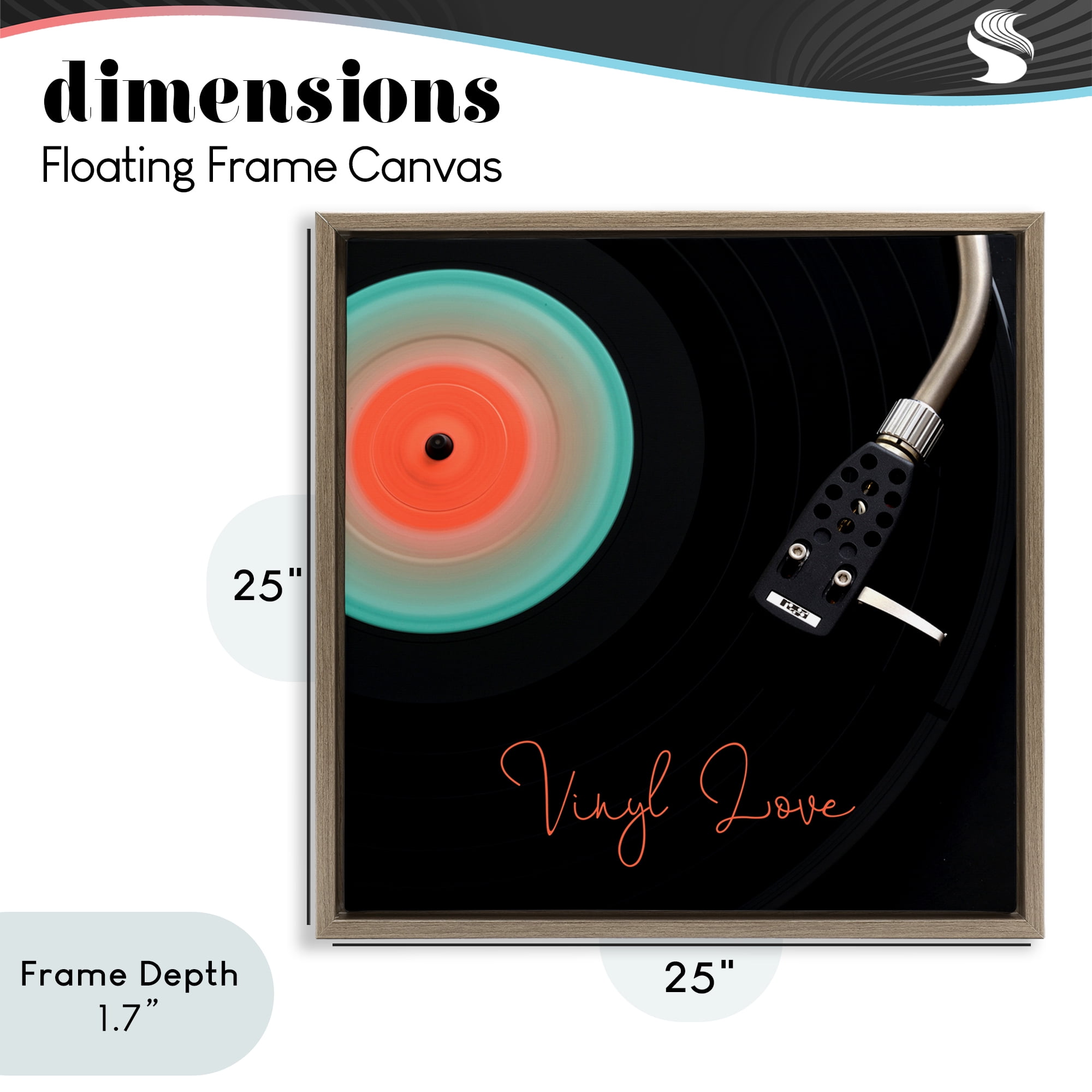 Stupell Industries Spinning Record Vinyl Love Brown Framed Floater Canvas Wall Art, design by Tom Quartermaine
