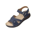 thumbnail image 2 of MLCDZ Sandals for Women Orthopedic Shoes: Comfortable Dressy Womens Wedge Sandal Summer Walking Wedges - Casual Platform Sandals with Adjustable Hook Loop Navy 42, 2 of 9