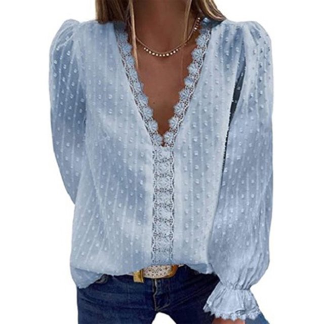 Camisa de encaje para mujer,Camisa de encaje para mujer, Blusa informal para mujer, Camisa de lunares para mujer, compacta y ligera