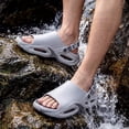 thumbnail image 3 of Rokment Women's Men's Chunky Air Cushion Ortho Walking Slippers with Back Strap Comfortable Non Slip Cloud Pillow Thick Sole Water Sandals Outfoor for Plantar Fasciitis Grey Size 10-10.5, 3 of 6