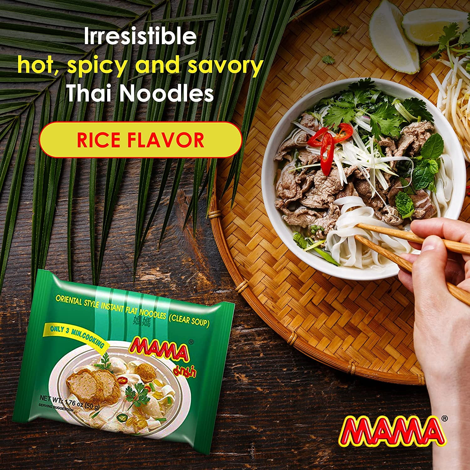 MAMA Oriental Style Instant Noodles (Clear Soup)(Pack of 20) plus NineChef Brand Spoon