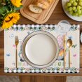 thumbnail image 4 of Easter Placemats Set of 8, Vintage Farmhouse Gnomes Bunny Colorful Eggs Flower Placemats for Dining Table, Place Mats for Kitchen Tabletop, Waterproof Wipeable Dining Table Mats Set, 4 of 9