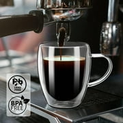 Baalaka 12oz Double Wall Insulated Borosilicate Glass Mugs Set of 2, for Coffee, Cappuccino, Latte, Kitchen & Travel