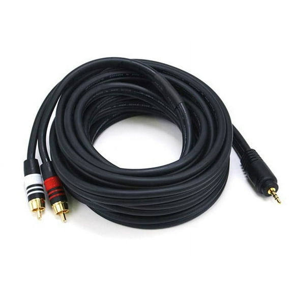 Monoprice Audio Cable - 15 Feet - Black | Premium Stereo Male to 2 RCA Male 22AWG, Gold Plated