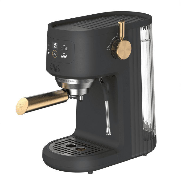 Free Shipping! Thyme Table Mini Espresso Machine Slate Grey, 15