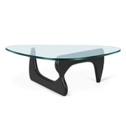Raffle Pinker Triangle Glass Coffee Table End Table with Solid Black Base Tempered Glass Coffee Table for Living Room