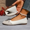 thumbnail image 4 of Rokment Women's Bowknot Ballet Flat Dressy Shoes Stylish Simple Color Block Ballerina Dress Slip on Loafers Casual Comfortable Walking Low Heels Fall White Size 9, 4 of 6