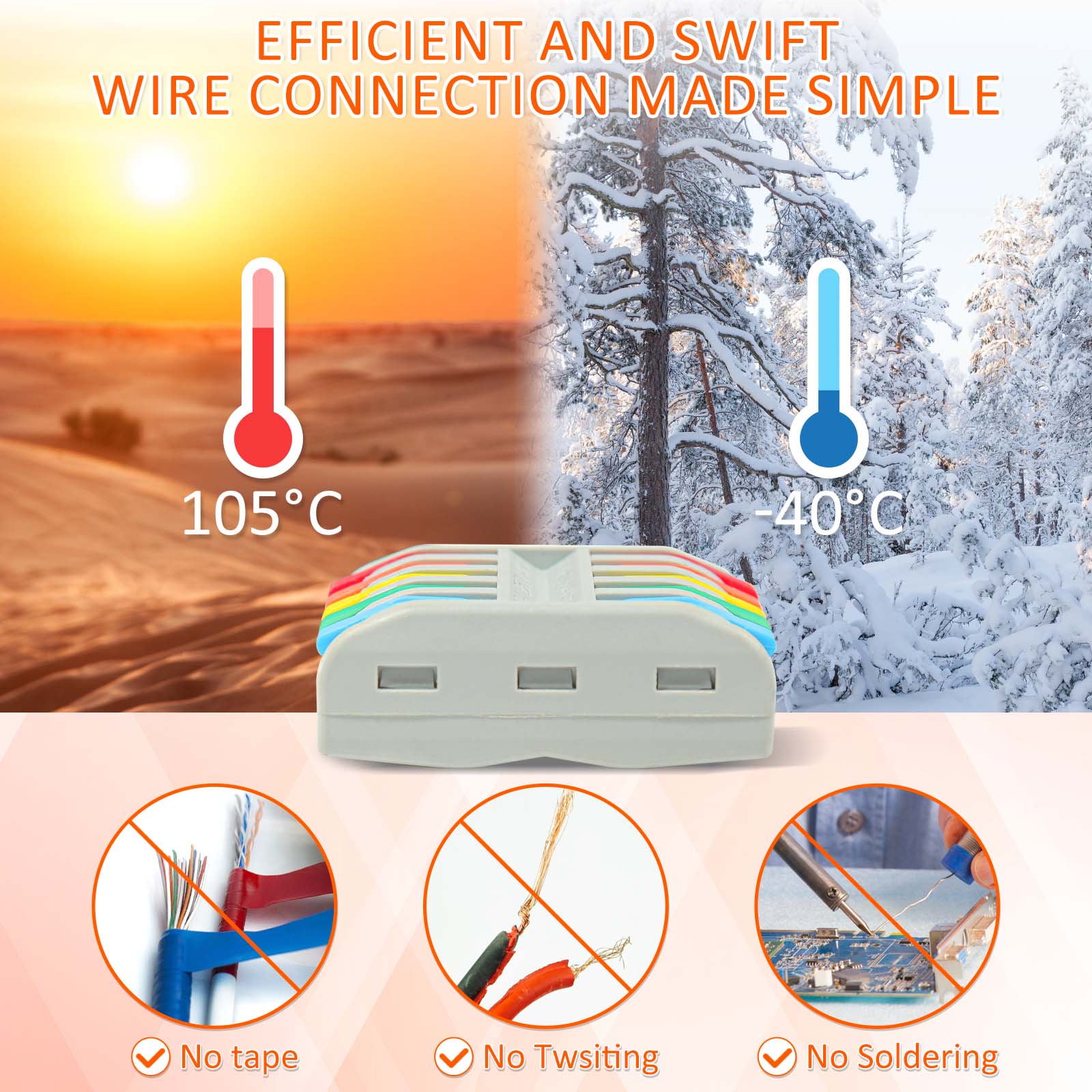 Wire Connectors Nuts, 30pcs 5 Conductor Compact Splicing Wire Connectors, 5 in 5 Out Lever Wire Nut, 5 Circuit Inline Splices 28-12 AWG