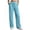 Light Blue, variant on Women's Drawstring Elastic Waist Ribbed Pants Casual Loose High Waist Straight Leg Loungewear Trousers with Pockets