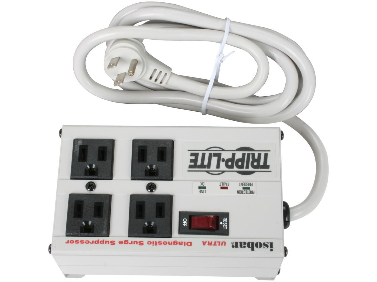 Isobar Surge Protector 4 AC Outlets 6 ft Cord 3330 J Light Gray IBAR46D