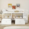 thumbnail image 4 of Bellemave Triple Bunk Bed with Stairs for 3, Wood Full over Twin & Twin 3 Bunk Bed with 6 Storage Drawers, Triple Bunk Bed for Teens Adults (White), 4 of 11