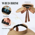 thumbnail image 4 of OZERO Women Sun Straw Visor Hat: Wide Brim Beach Hats Summer Ponytail Hat Foldable Packable UV Protection for Travel, 4 of 7