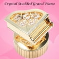 thumbnail image 4 of 24K Gold Plated Wind-Up Music Box with Crystal Studded Grand Piano Figurine by Matashi, 4 of 7