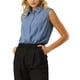 thumbnail image 4 of INSPIRAR CHIC Blusas de Trabajo para Mujeres Mono de Botones Sin Mangas Camiseta L Gris Azul, 4 of 5