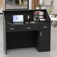 thumbnail image 2 of HARIPUL 50-inch Reception Desk with Counter, Front Desk Office Desk with Storage Shelves, Black, 2 of 7