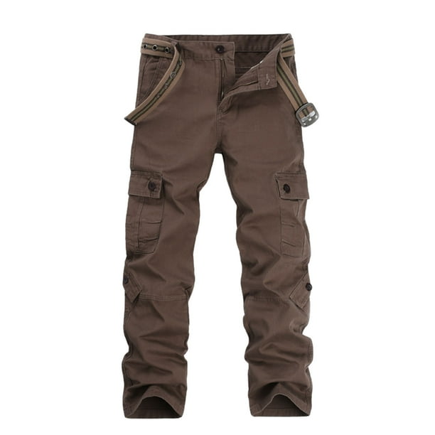 Qarigey Pantalón cargo Transpirable y cómodo Aplicación amplia Hecho con pantalones cargo para hombre de algodón Prendas para la parte inferior del cuerpo cafe 42
