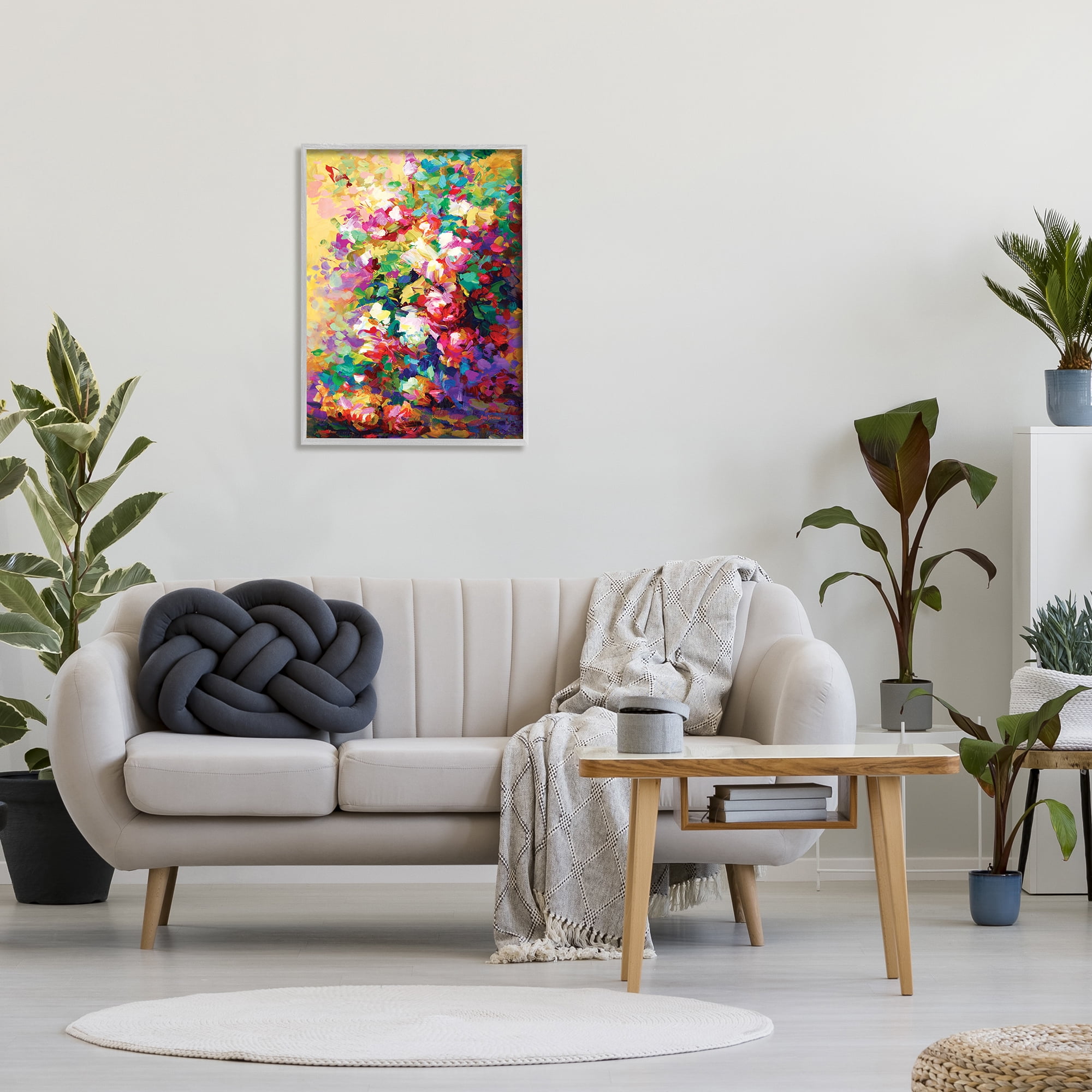 Stupell Industries Vivid Abstract Roses Botanical & Floral Painting Gray Framed Art Print Wall Art, 24 x 30