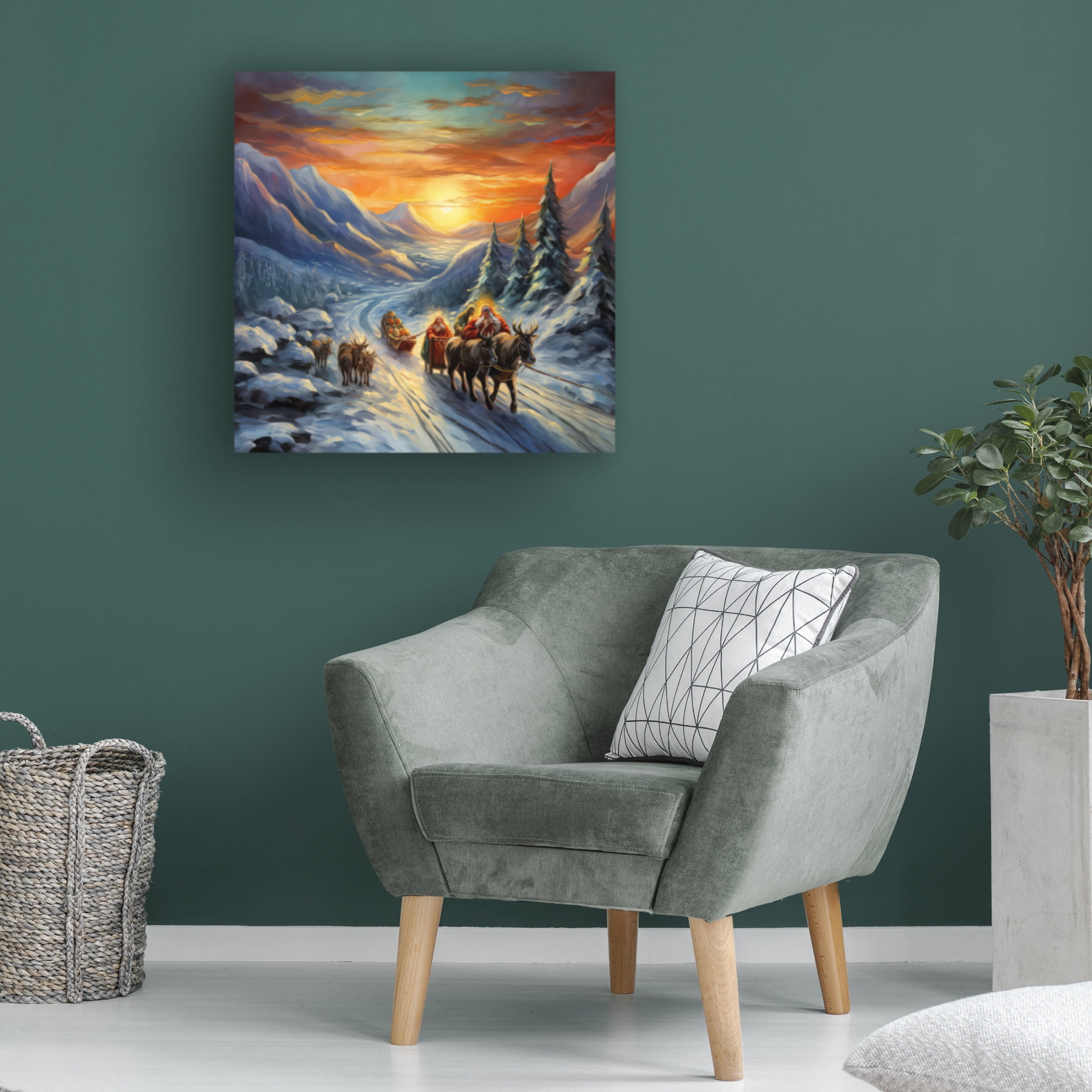 Canvas Wall Art - The Golden Valley 'Christmas Road' Wall Art for Living Room, Bedroom, or Office Décor by Trademark Fine Art - 24 x 24 Inches