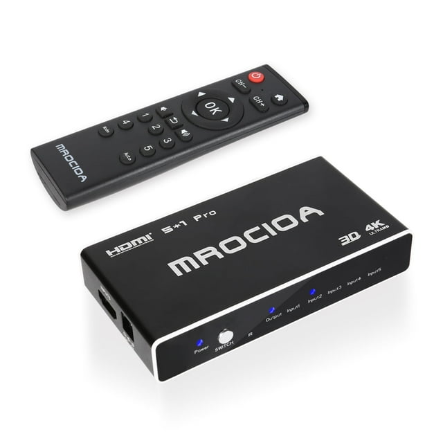 Interruptor HDMI 4K 60Hz con Arco, Divisor 4K HDMI, Caja de Interruptor Mrocioa 5port HDMI 2.0 con Control Remoto por Infrarrojos para PS5/XBOX / HDTV/proyector, Etc.
