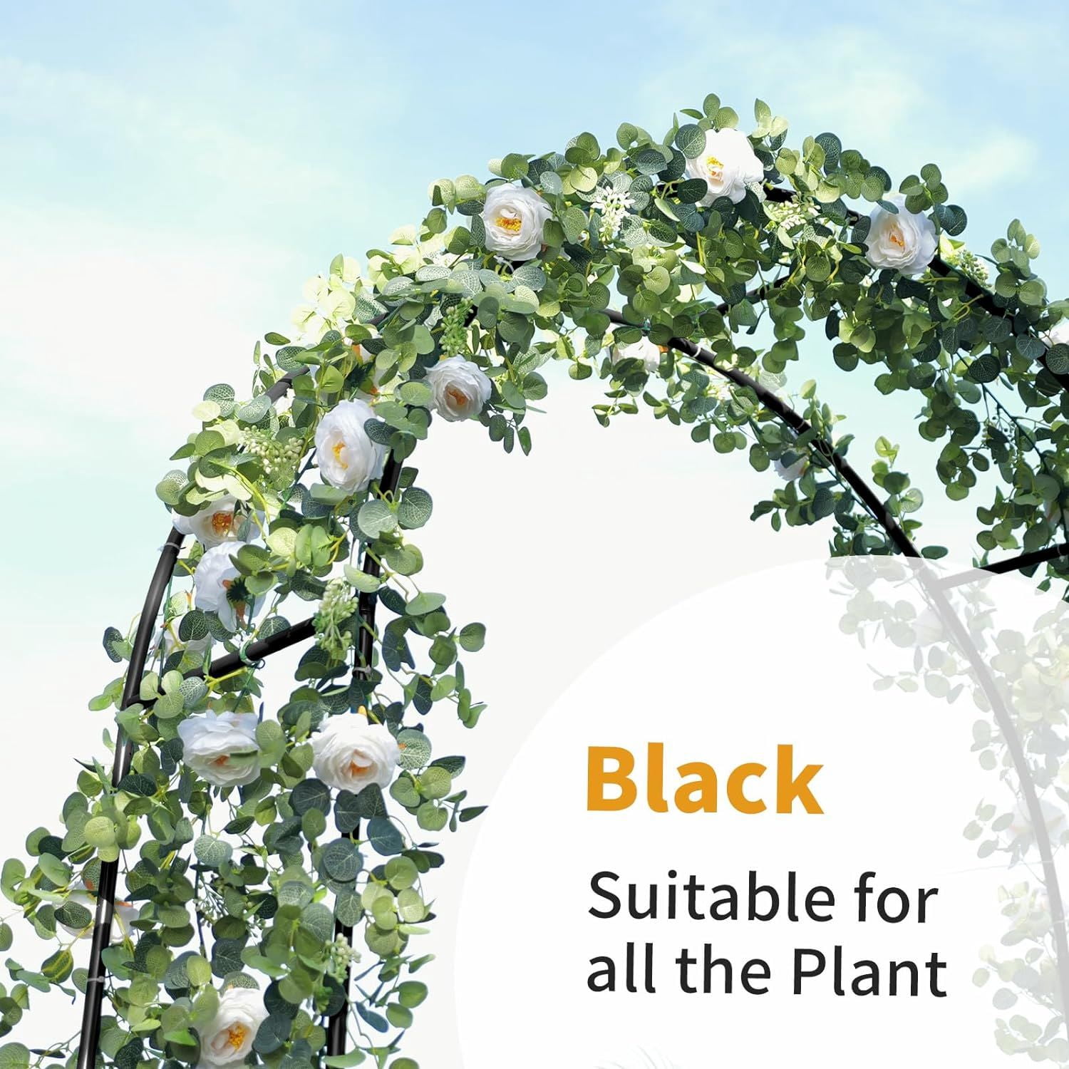 JP OUTDOOR 7'8" H x 4'5" W Patio Metal Garden Arch Trellis,Arbor Trellis for Climbing Plants Support or Wedding Decor，Black
