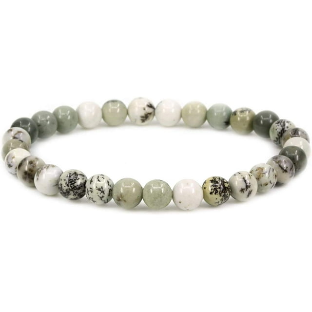 Bracelet Extensible Unisexe en Perles Rondes de 6 mm en Pierre Précieuse Jsaper Turquoise de Pin Naturel 7 Pouces