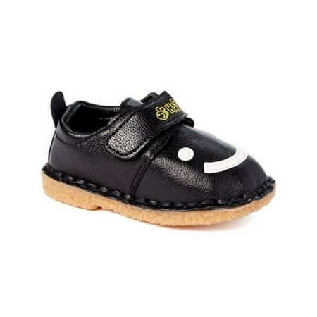 - Little Girls Boys Black White Smiley Face Strap Sneakers 5-10 Toddler
