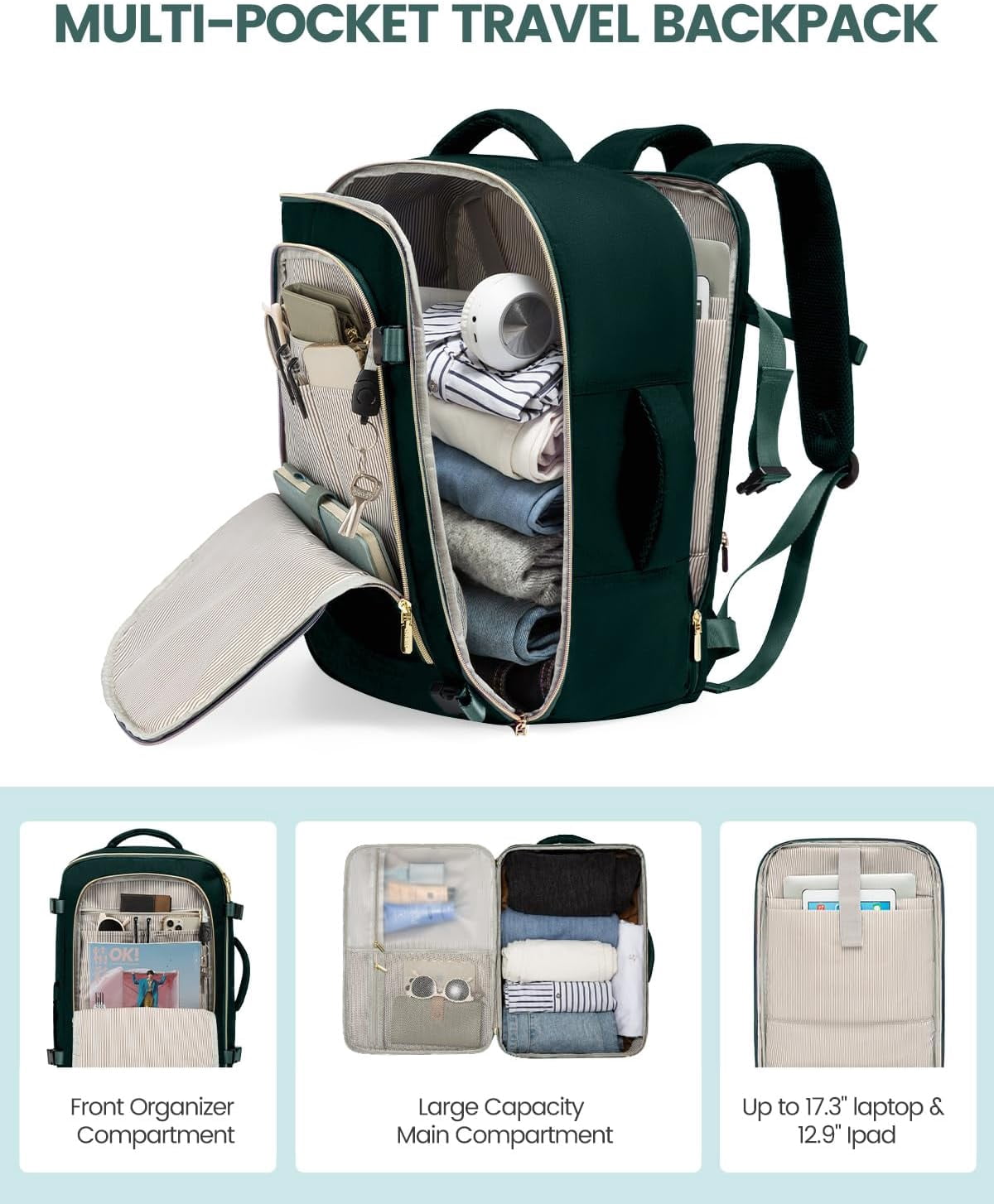 Lovevook Travel Backpack,40L Carry On Luggage Backpack Flight Approved, Large Waterproof Personal Item Bag Hiking Outdoor Weekend Overnighter Bag for Men Women