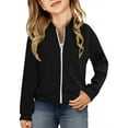 thumbnail image 4 of ZyeKqe Girls Fashion Jackets Casual Zip up Lightweight Fall Sweatshirts Kids Textured Soft Long Sleeve Outwear Coats, 4 of 7