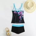 thumbnail image 6 of Busydd Plus Size Tankini Swimsuits for Women S-5XL Trendy Floral Print Bathing Suits Round Neck Two Piece Swimsuit for Women with Boyshorts, 6 of 7