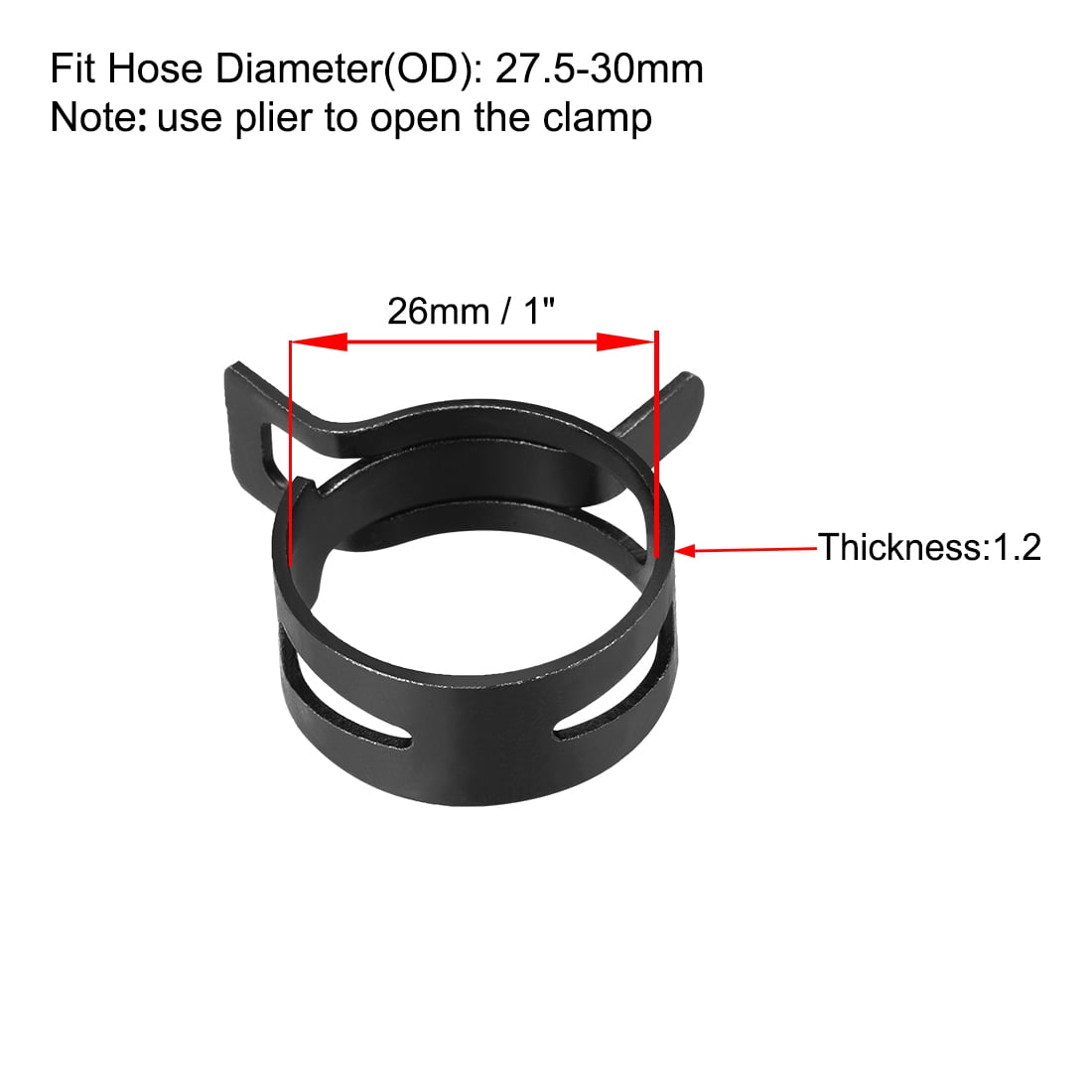 Unique Bargains Steel Band Clamp Hose Fuel Line Silicone Tube Spring Clip Clamp 26mm 10Pcs