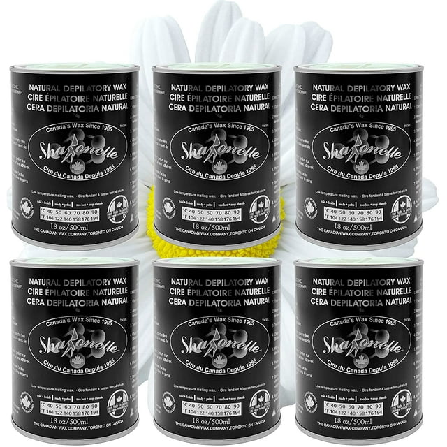 Sharonelle Soft Wax All Purpose Natural Depilatory Canned Wax (6 pcs, Azulene)