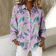 thumbnail image 2 of Camisetas de Cuello en V de Manga Larga para Mujeres con Estampado Navideño, Blusa Casual Delantera con Botón para Uso Diario, 2 of 9