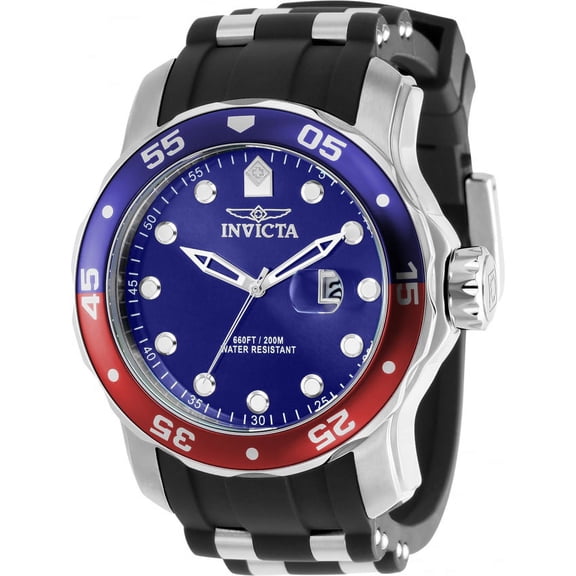 Invicta 39102 Men's Pro Diver 48mm Black Silicone Blue Dial Quartz Watch