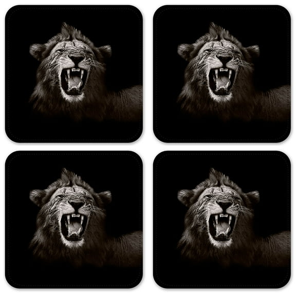 Vinyl Drink Coasters - Set of 4 - Lion Roaring