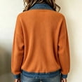 thumbnail image 5 of JULMCOMO Ribbed Knit Jacket for Women Collared Denim Contrast Zip Up Jacket Spliced Jean Trim Long Sleeve Casual Cardigan Saffron 2XL, 5 of 5