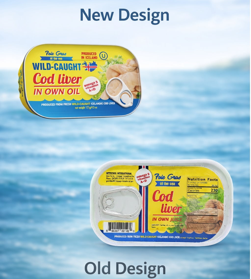 Foie Gras of the Sea Icelandic Wild Caught Cod Liver Canned in Own Oil, 4.3 oz (Pack of 12) Rich in Omega-3, Vitamin D - Kosher
