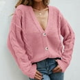 thumbnail image 2 of Cavosen Women's Knit Sweaters V Neck Short Length Button Down Cardigan Long Sleeve Stretch Outerwear Coats, 2 of 5