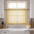 thumbnail image 2 of OVZME Luna Gold 30" Long Striped Sheer Curtains 2 Panels - Small Tier Curtains for Kitchen Window Bathroom Basement, Soft Rod Pocket Sheers for RV Camper Cabinet Door, 30"W x 30"L Each, 2 of 8