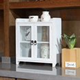 thumbnail image 2 of 2 Tiered Storage Cabinet, Countertop Cabinet, Wood Organizer for Kitchen Living Room Bedroom Bathroom Office with Magnetic Door, 15.75 x 14.5 x 6.5, White, 02, 2 of 16