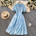 thumbnail image 2 of Nouvelle Robe Printemps Été Col POLO Boutonné Slim Mi-Longue Design Creux Premier Amour Robes, 2 of 5